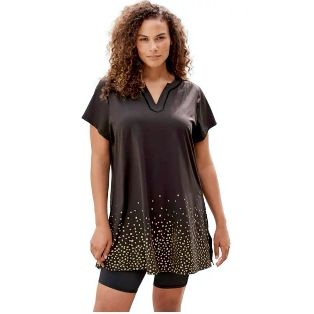 NWT Swimsuits For All Women's Plus Size Chlorine Resistant Swim Tunic Black 26